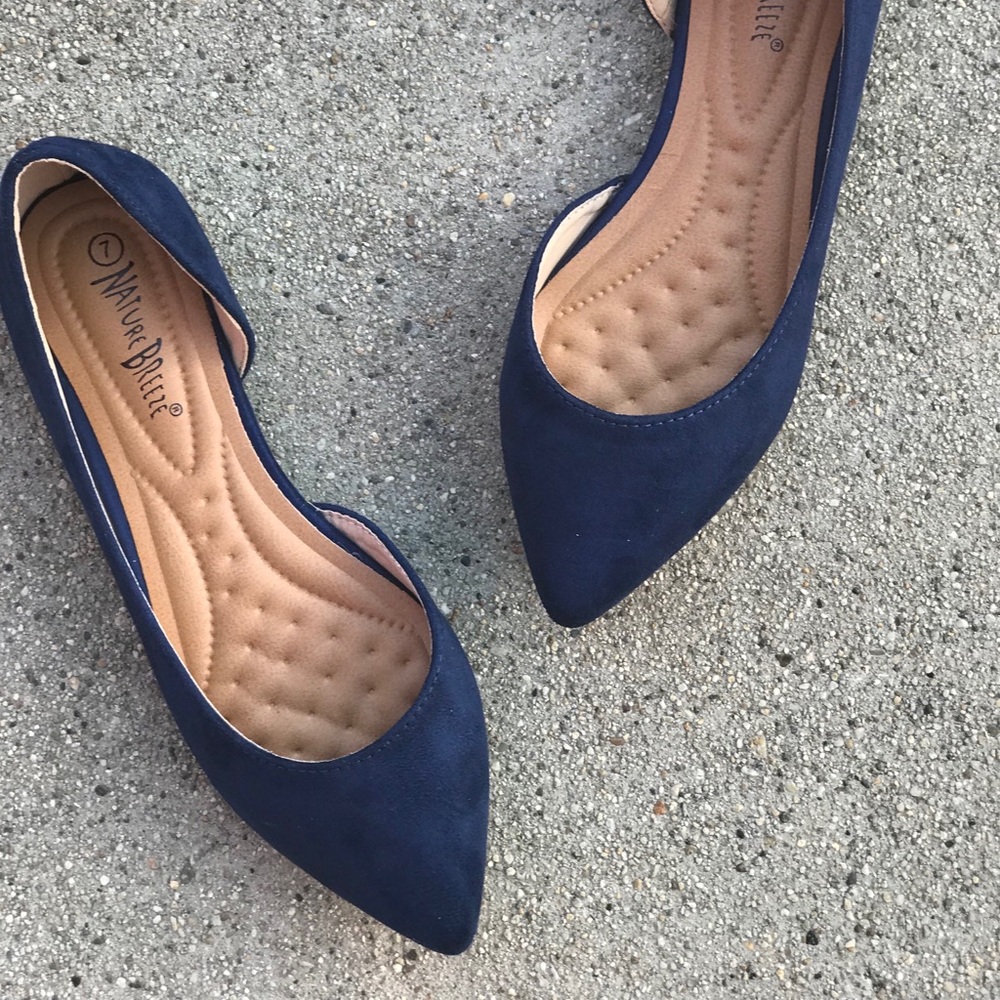 RESTOCKED Nature Breeze navy blue pointy toe Flat - Picture 2 of 7